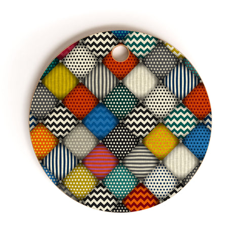 Sharon Turner buttoned patches Cutting Board Round