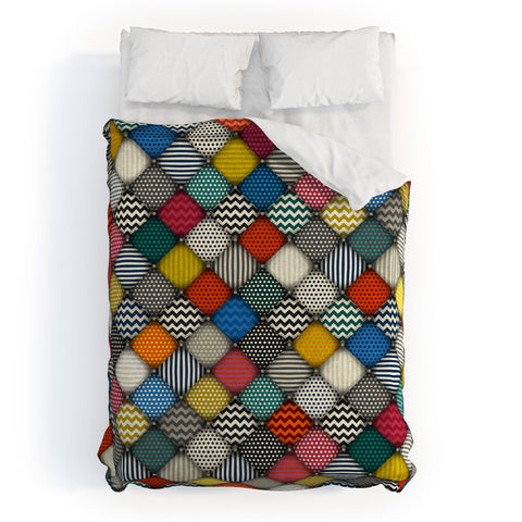 Sharon Turner buttoned patches Duvet Cover