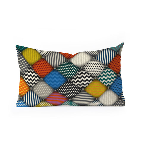 Sharon Turner buttoned patches Oblong Throw Pillow