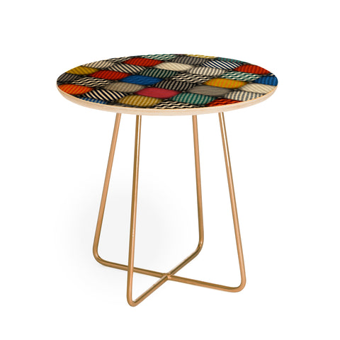 Sharon Turner buttoned patches Round Side Table