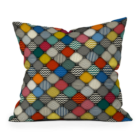 Sharon Turner buttoned patches Throw Pillow