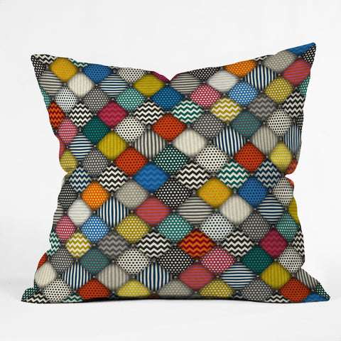 Sharon Turner buttoned patches Outdoor Throw Pillow