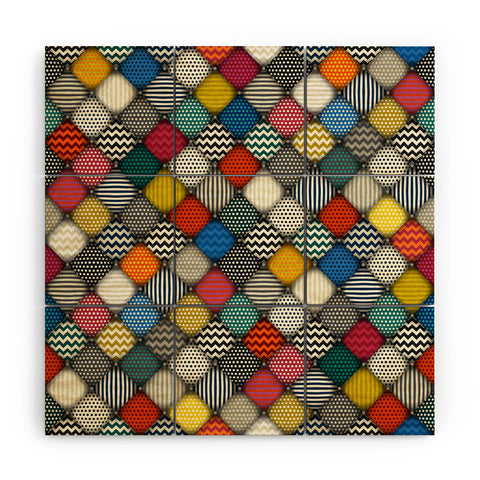 Sharon Turner buttoned patches Wood Wall Mural