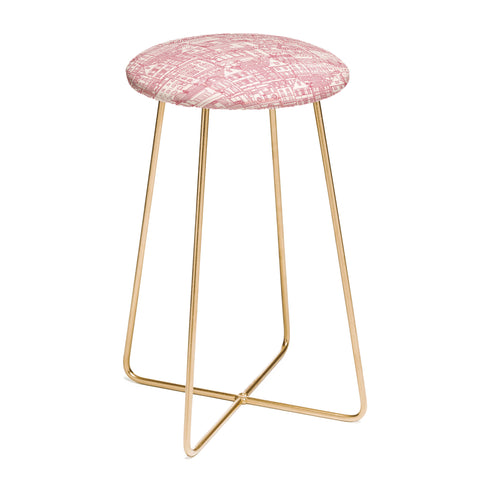 Sharon Turner cafe buildings pink Counter Stool