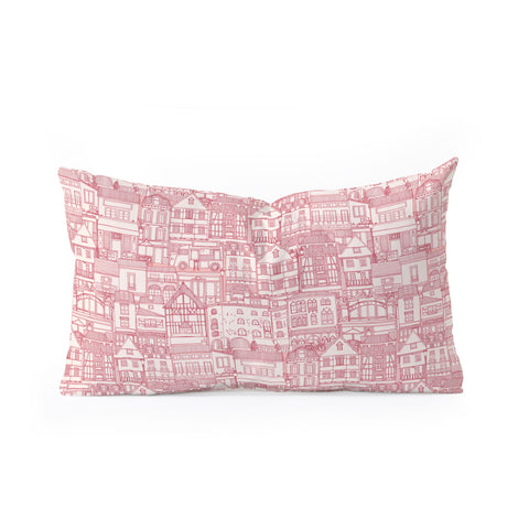Sharon Turner cafe buildings pink Oblong Throw Pillow