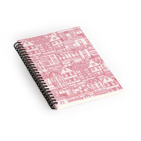 Sharon Turner cafe buildings pink Spiral Notebook