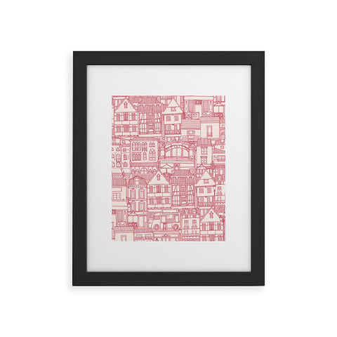 Sharon Turner cafe buildings pink Framed Art Print
