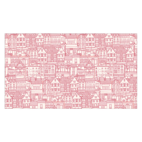 Sharon Turner cafe buildings pink Tablecloth