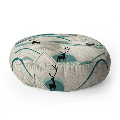 Sharon Turner caribou mountains Floor Pillow Round