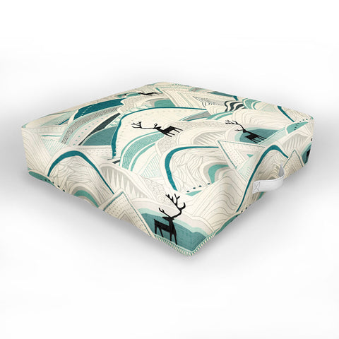 Sharon Turner caribou mountains Outdoor Floor Cushion