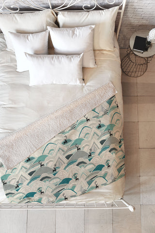 Sharon Turner caribou mountains Fleece Throw Blanket