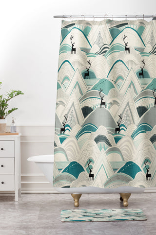 Sharon Turner caribou mountains Shower Curtain And Mat