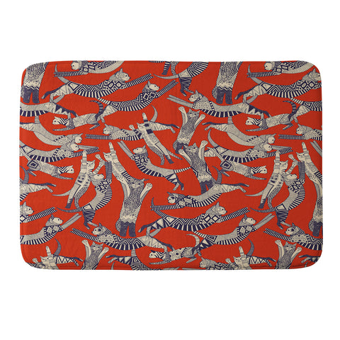 Sharon Turner cat party retro Memory Foam Bath Mat