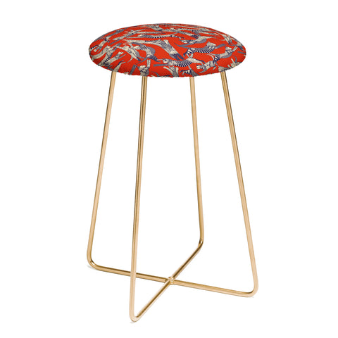 Sharon Turner cat party retro Counter Stool