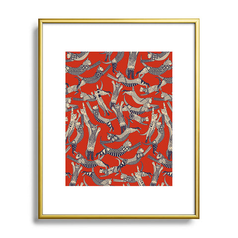 Sharon Turner cat party retro Metal Framed Art Print