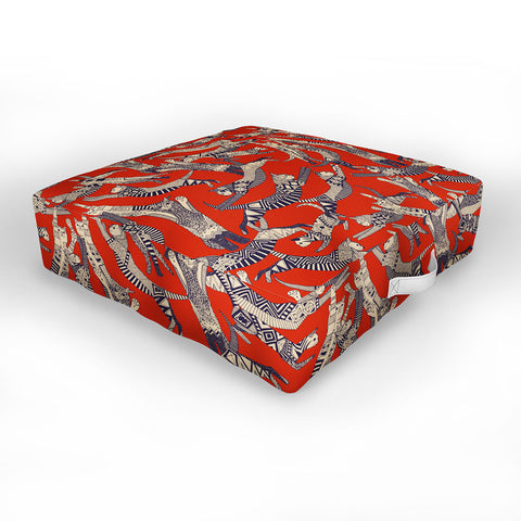 Sharon Turner cat party retro Outdoor Floor Cushion