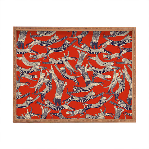 Sharon Turner cat party retro Rectangular Tray