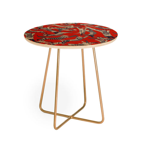 Sharon Turner cat party retro Round Side Table