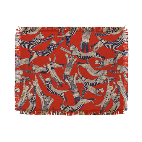 Sharon Turner cat party retro Throw Blanket
