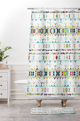 Sharon Turner celebration weave Shower Curtain And Mat