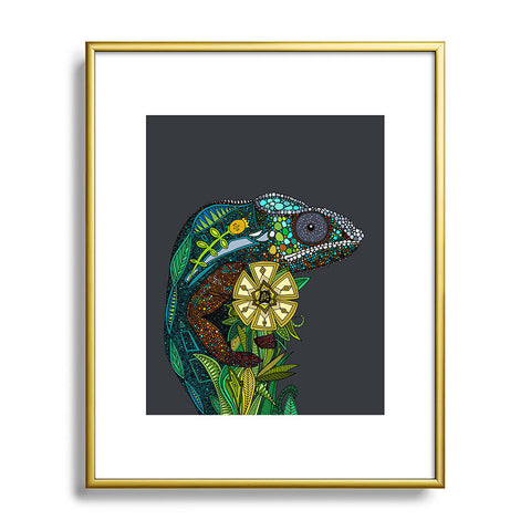 Sharon Turner Chameleon Pewter Metal Framed Art Print
