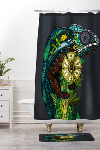 Sharon Turner Chameleon Pewter Shower Curtain And Mat