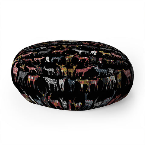 Sharon Turner Charcoal Spice Deer Floor Pillow Round