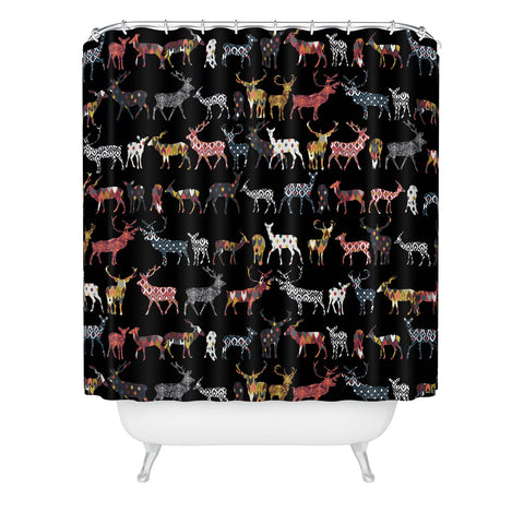 Sharon Turner Charcoal Spice Deer Shower Curtain