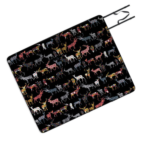 Sharon Turner Charcoal Spice Deer Picnic Blanket