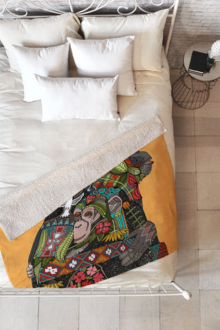 Sharon Turner Chimpanzee Love Fleece Throw Blanket