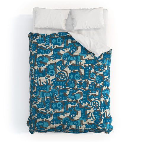 Sharon Turner Chinese Animals Blue Comforter