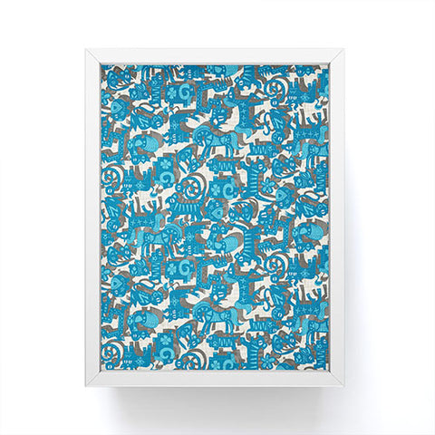 Sharon Turner Chinese Animals Blue Framed Mini Art Print