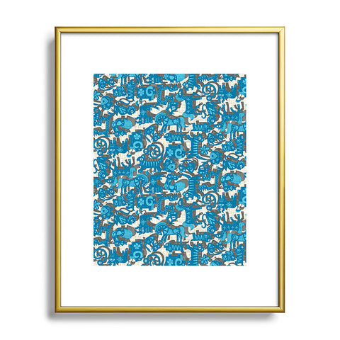 Sharon Turner Chinese Animals Blue Metal Framed Art Print