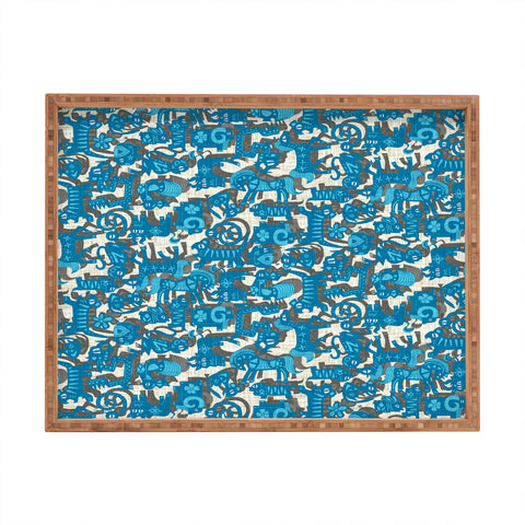 Sharon Turner Chinese Animals Blue Rectangular Tray