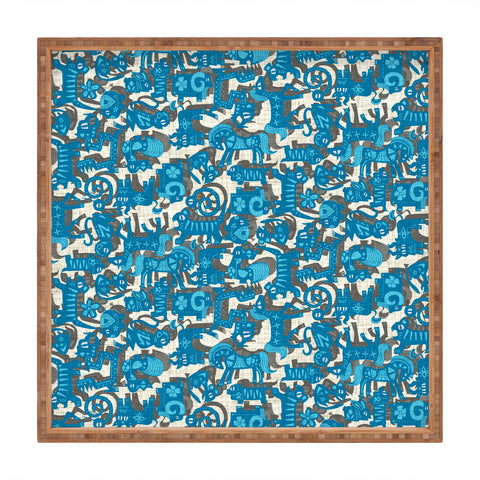 Sharon Turner Chinese Animals Blue Square Tray