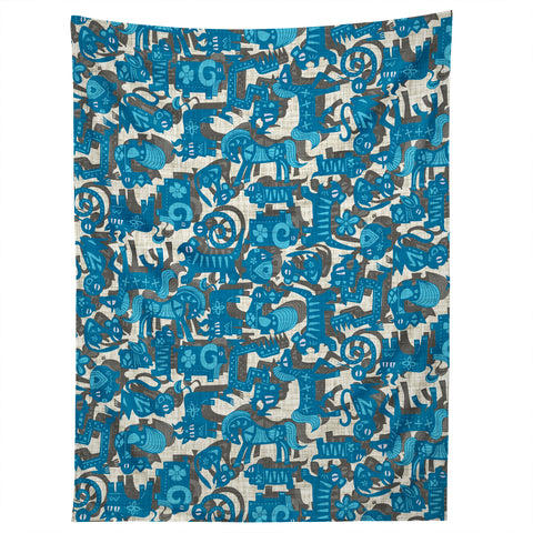 Sharon Turner Chinese Animals Blue Tapestry