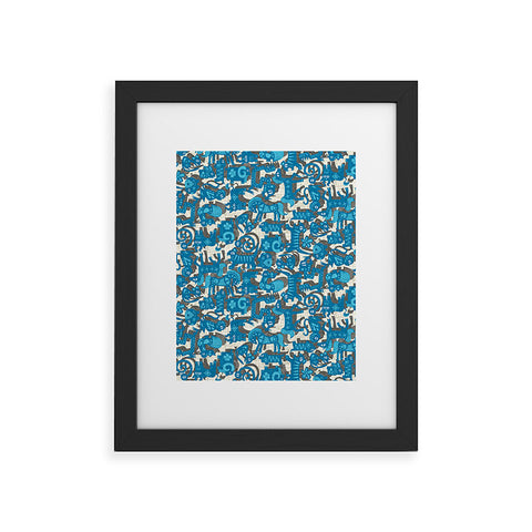 Sharon Turner Chinese Animals Blue Framed Art Print