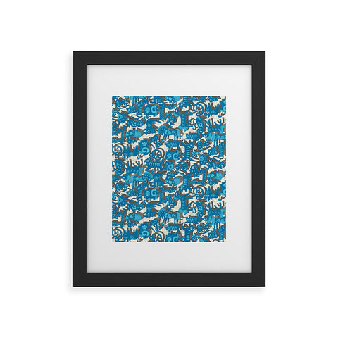 Sharon Turner Chinese Animals Blue Framed Art Print