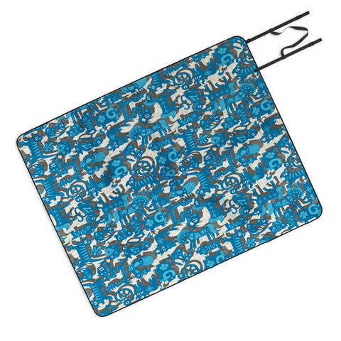 Sharon Turner Chinese Animals Blue Picnic Blanket