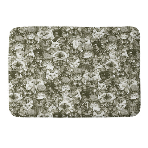 Sharon Turner christmas cats natural Memory Foam Bath Mat