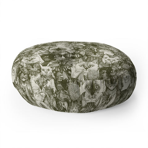 Sharon Turner christmas cats natural Floor Pillow Round