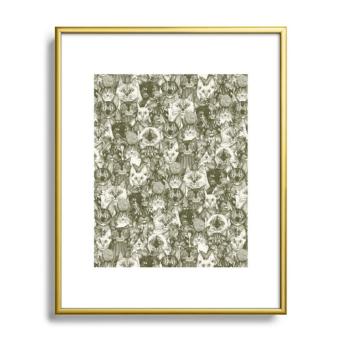 Sharon Turner christmas cats natural Metal Framed Art Print