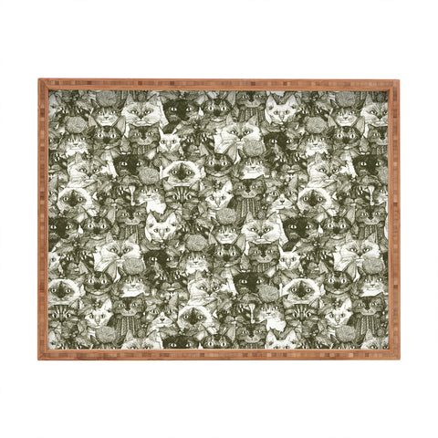 Sharon Turner christmas cats natural Rectangular Tray