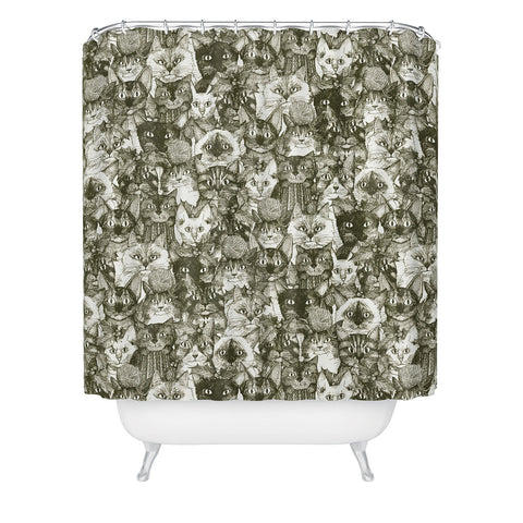 Sharon Turner christmas cats natural Shower Curtain