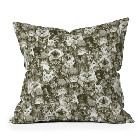 Sharon Turner christmas cats natural Throw Pillow