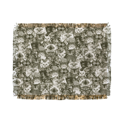 Sharon Turner christmas cats natural Throw Blanket
