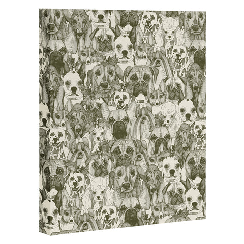 Sharon Turner christmas dogs natural Art Canvas