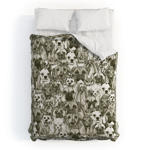 Sharon Turner christmas dogs natural Comforter