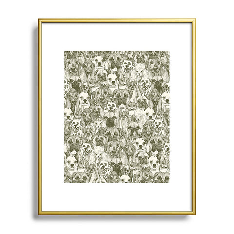 Sharon Turner christmas dogs natural Metal Framed Art Print