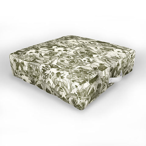 Sharon Turner christmas dogs natural Outdoor Floor Cushion